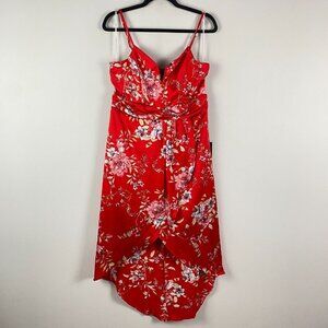 Lulu's My Favorite Day Red Floral Midi Dress